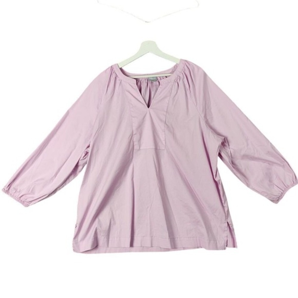Chicos Women Peasant Coastal Chic Blouse 4 XXL Lavender Split VNeck Tunic Top